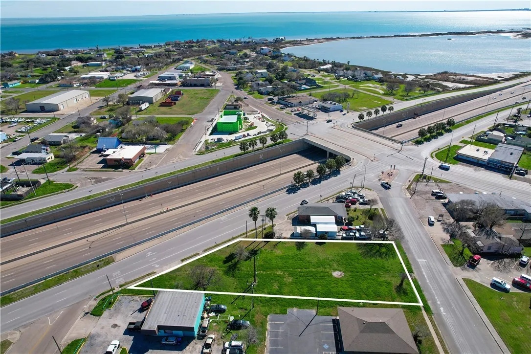 Aerial view of Portland near the water